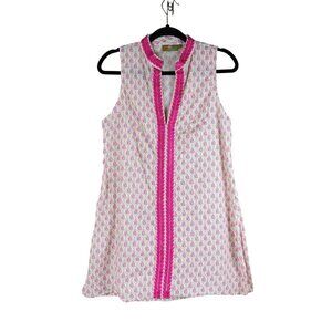 rock flower paper Embroidered Tunic Dress Large